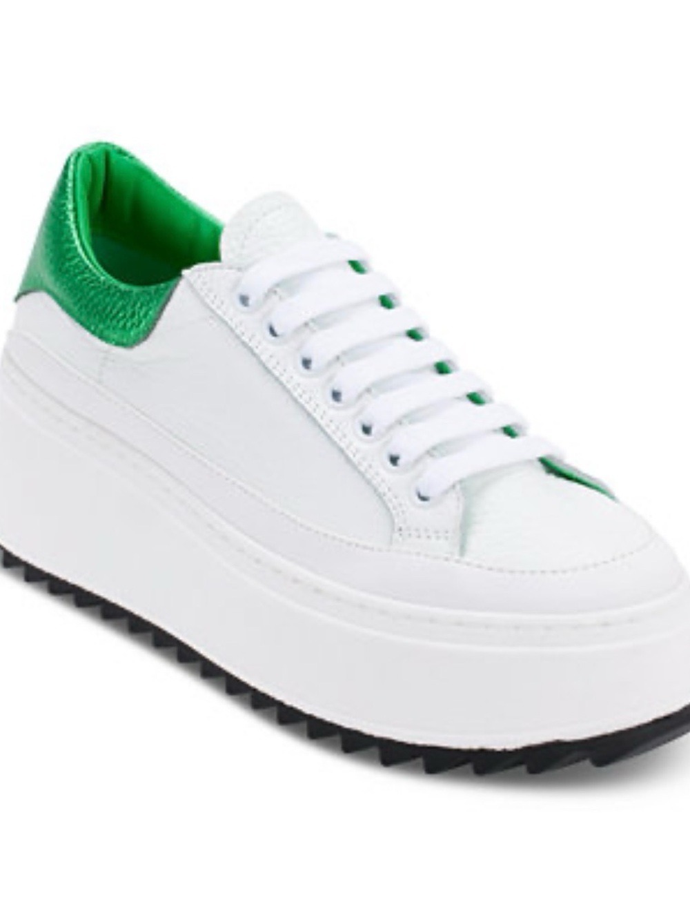 DKNY White Platform Sneaker with Green Heel